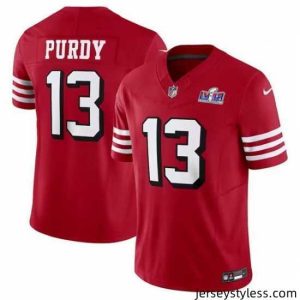 Amazing San Francisco 49ers 13 Brock Purdy 2023 F.U.S.E  New Red Vapor Untouchable Limited Stitched Football 2024 Super Bowl LVIII Jersey