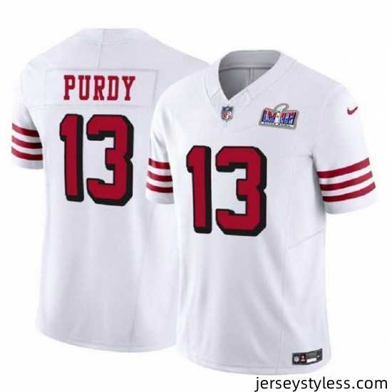 Youth-San-Francisco-49ers-13-Brock-Purdy-2023-F-U-S-E-New-White-Vapor-Untouchable-Limited-Stitched-Football-2024-Super-Bowl-LVIII-Jersey-865437_23757_550X550