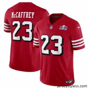 Fantastic San Francisco 49ers 23 Christian McCaffrey New Red 2023 F.U.S.E  Vapor Untouchable Limited Stitched Football 2024 Super Bowl LVIII Jersey