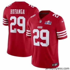 Impressive San Francisco 49ers 29 Talanoa Hufanga Red 2023 F.U.S.E  With John Madden Patch Vapor Limited Stitched Football 2024 Super Bowl LVIII Jersey