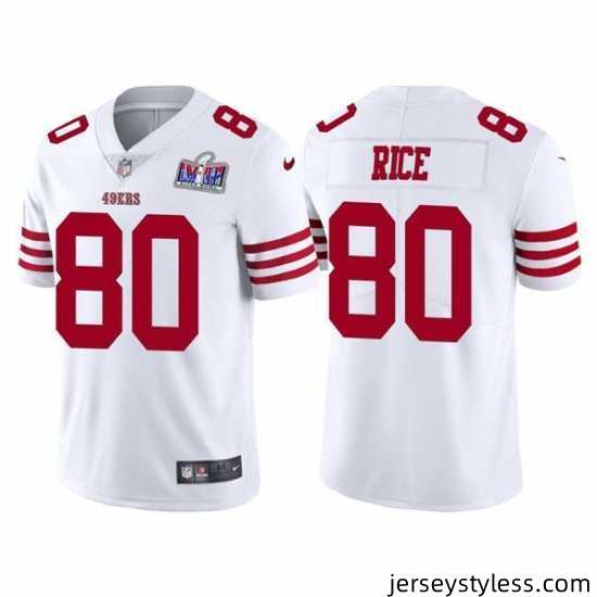 Youth-San-Francisco-49ers-80-Jerry-Rice-2023-New-White-Vapor-Untouchable-Stitched-Football-2024-Super-Bowl-LVIII-Jersey-865417_23757_550X550