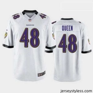 Unique patrick queen baltimore ravens white game jersey